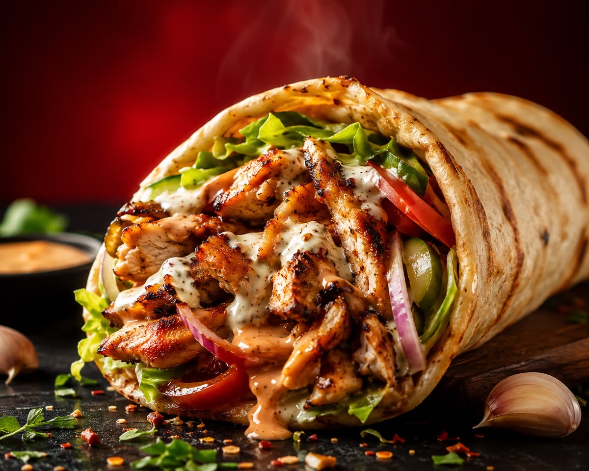 Grilled chicken shawarma
